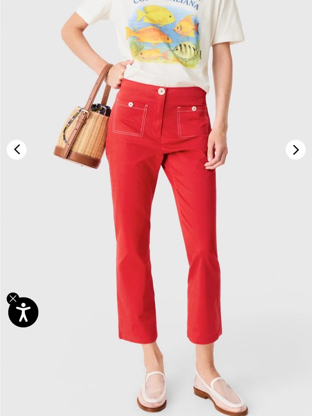 NWT Maje x Blanca Miró Red Cotton Capri Trousers - Picture 4 of 8